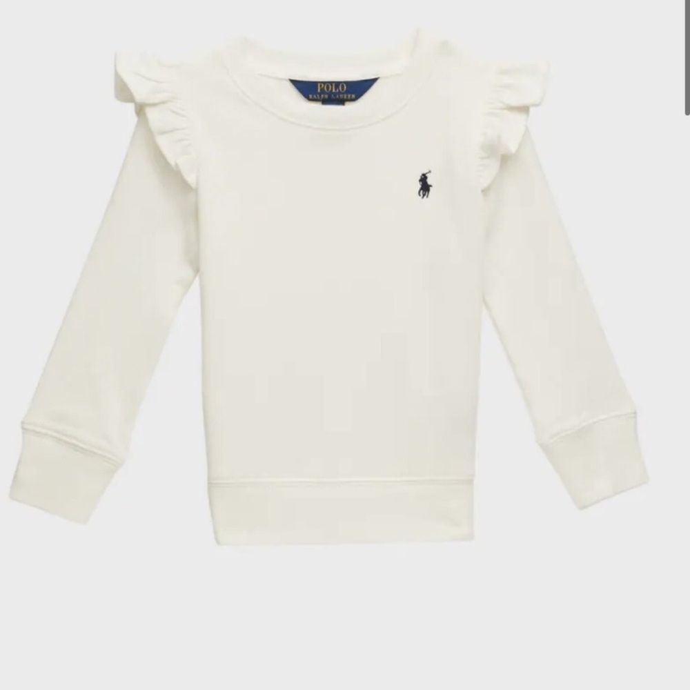 Ralph Lauren Baby Girl 18M White Ruffle Trim Sweatshirt